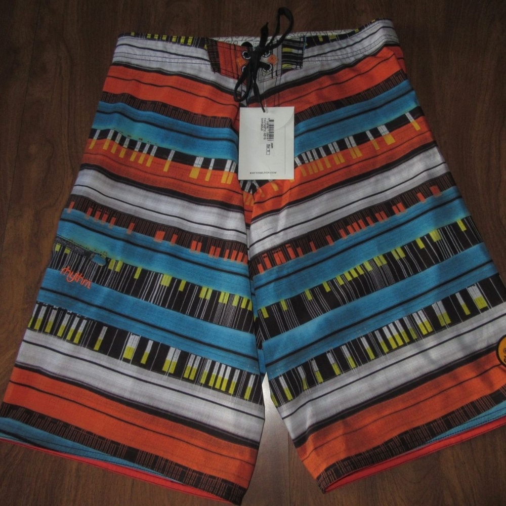 Rhythm 33 Blue Orange Swim Trunks Board Shorts NWT